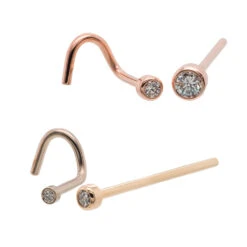 Bezel-Set Nostril Screw In Gold With DIAMOND