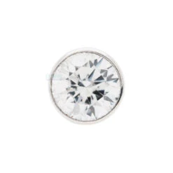 Bezel-Set Threaded End In Gold With White CZ -Body Vision Los Angeles 40041 BVLABodyVisionThreadedEndBezel SetPininGoldwithWhiteCZSingle4mmWhiteGold2
