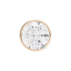 Bezel-Set Threaded End In Gold With White CZ -Body Vision Los Angeles 40041 BVLABodyVisionThreadedEndBezel SetPininGoldwithWhiteCZSingle4mmYellowGold2