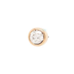 Threadless: Bezel-Set Pin In Gold With DIAMOND -Body Vision Los Angeles 40041 BVLABodyVisionthreadlessDIAMONDBezelPininGoldSingleYellowGold2mm1
