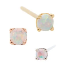 Four Prong Nostril Screw In Gold With Faceted White Opal