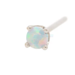 Four Prong Nostril Screw In Gold With Faceted White Opal -Body Vision Los Angeles 40042 BVLABodyVisionFourProngNostrilScrewinGoldwithFacetedWhiteOpalSingle3mmWhiteGold1