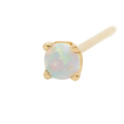Four Prong Nostril Screw In Gold With Faceted White Opal -Body Vision Los Angeles 40042 BVLABodyVisionFourProngNostrilScrewinGoldwithFacetedWhiteOpalSingle3mmYellowGold1