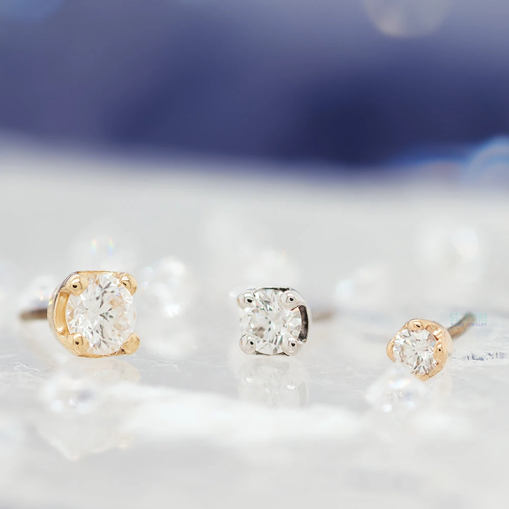 Threadless: Four Prong Pin In Gold With DIAMOND - Image 2