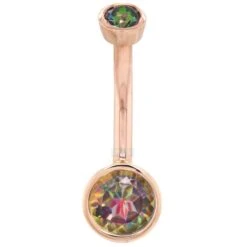 Bezel-Set Navel Curve In Gold With Mystic Topaz'
