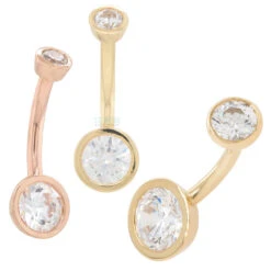 Bezel-Set Navel Curve In Gold With White CZ's