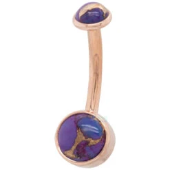 Bezel-Set Navel Curve In Gold With Copper Purple Turquoise 5 Bezel-Set Navel Curve In Gold With Copper Purple Turquoise -Body Vision Los Angeles 40189 BodyVision BVLABezel SetNavelCurveinGoldwithCopperPurpleTurquoiseSingleRoseGold1