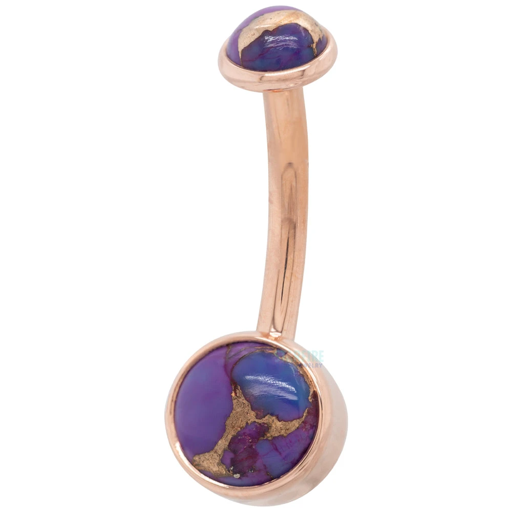 Bezel-Set Navel Curve In Gold With Copper Purple Turquoise 3 Bezel-Set Navel Curve In Gold With Copper Purple Turquoise - Image 3