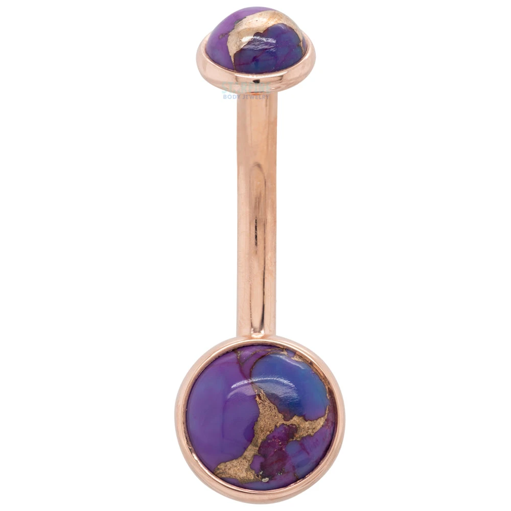 Bezel-Set Navel Curve In Gold With Copper Purple Turquoise 1 Bezel-Set Navel Curve In Gold With Copper Purple Turquoise