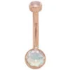 Bezel-Set Navel Curve In Gold With Faceted Rainbow Moonstones