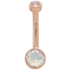 Bezel-Set Navel Curve In Gold With Faceted Rainbow Moonstones