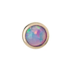 3mm Opal In Cup Setting Nostril Screw In Gold -Body Vision Los Angeles 40190 BVLABodyVision3mmOpalinCupSettingNostrilScrewinGoldSingleLavenderOpalYellowGold2