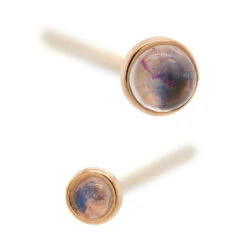 Rainbow Moonstone In Cup Setting Nostril Screw In Gold