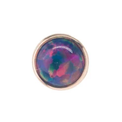 4mm Opal In Cup Setting Threaded End In Gold -Body Vision Los Angeles 40190 BodyVision BVLA4mmOpalinCupSettingThreadedEndinGoldSingleBlackMultiOpalYellowGold2