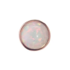 4mm Opal In Cup Setting Threaded End In Gold -Body Vision Los Angeles 40190 BodyVision BVLA4mmOpalinCupSettingThreadedEndinGoldSingleWhiteOpalRoseGold2