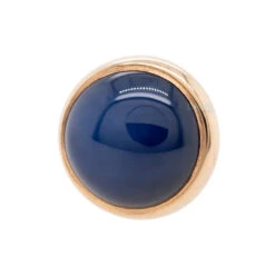 Blue Star Sapphire Cabochon In Cup Setting Threaded End In Gold