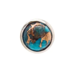 Copper Blue Turquoise In Cup Setting Threaded End In Gold -Body Vision Los Angeles 40190 BodyVision BVLACopperBlueTurquoiseinCupSettingThreadedEndinGoldSingleWhiteGold4mm2