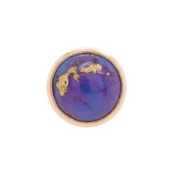 Copper Purple Turquoise In Cup Setting Threaded End In Gold