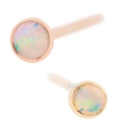 Genuine White Opal In Cup Setting Nostril Screw In Gold