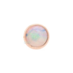 Genuine White Opal In Cup Setting Nostril Screw In Gold -Body Vision Los Angeles 40190 BodyVision BVLAGenuineWhiteOpalinCupSettingNostrilScrewinGoldSingle3mmRoseGold2