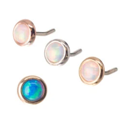 Threadless: 2mm Round Opal Pin In Gold Cup