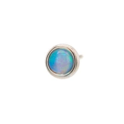 Threadless: 2mm Round Opal Pin In Gold Cup -Body Vision Los Angeles 40190 BodyVision BVLAthreadless2mmRoundOpalPininGoldCupSingleBabyBlueOpalWhiteGold1