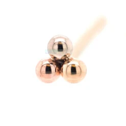Tri Bead Cluster Nostril Screw In Tri Tone (Yellow, White & Rose) Gold -Body Vision Los Angeles 40191 BodyVision BVLATriBeadClusterNostrilScrewinTriToneYellowWhiteRoseGoldSingle2mm1