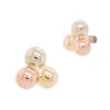 Tri Bead Cluster Threaded End In Tri Tone (Yellow, White & Rose) Gold