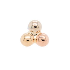 Tri Bead Cluster Threaded End In Tri Tone (Yellow, White & Rose) Gold -Body Vision Los Angeles 40191 BodyVision BVLATriBeadClusterThreadedEndinTriToneYellow White RoseGoldSingle2mm2