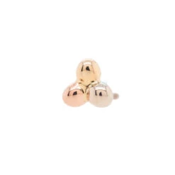 Threadless: Tri Bead Cluster Pin In Tri Tone (Yellow, White & Rose) Gold -Body Vision Los Angeles 40191 BodyVision BVLAthreadlessTriBeadClusterPininTriToneYellowWhiteRoseGoldSingle1.5mm1