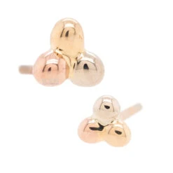 Threadless: Tri Bead Cluster Pin In Tri Tone (Yellow, White & Rose) Gold