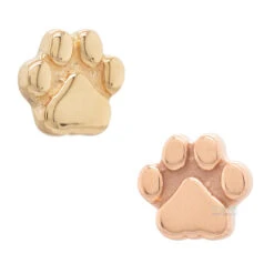 Flat Dog Paw Threaded End In Gold