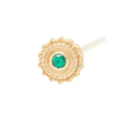 Round Afghan Nostril Screw In Gold With Emerald