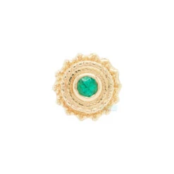 Round Afghan Nostril Screw In Gold With Emerald -Body Vision Los Angeles 40206 585BVLABodyVision RoundAfghanNostrilScrewinGoldwithEmerald4mm 1.25gem YG2
