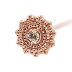 Round Afghan Nostril Screw In Gold With Champagne CZ