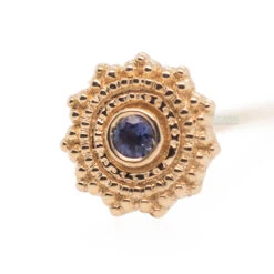 Round Afghan Nostril Screw In Gold With Iolite