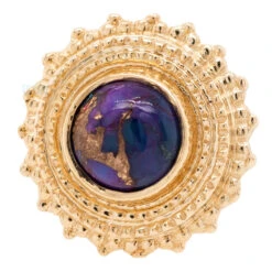 Round Afghan Threaded End In Gold With Copper Purple Turquoise -Body Vision Los Angeles 40206 BVLABodyVisionRoundAfghanThreadedEndinGoldwithCoperPurpleTurquoiseSingle9mmYellowGold1