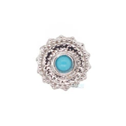 Round Afghan Threaded End In Gold With Turquoise -Body Vision Los Angeles 40206 BVLABodyVisionRoundAfghanThreadedEndinGoldwithTurquoiseSingle4mmWhiteGold2