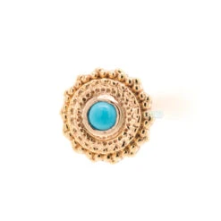 Round Afghan Nostril Screw In Gold With Turquoise