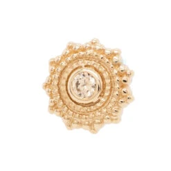 Threadless: Round Afghan Pin In Gold With Champagne CZ -Body Vision Los Angeles 40206 BVLABodyVisionThreadlessRoundAfghanPininGoldwithChampagneCZSingle6mmYellowGold1