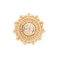 Threadless: Round Afghan Pin In Gold With Champagne CZ