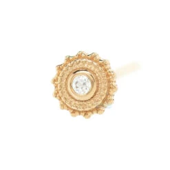 Round Afghan Nostril Screw In Gold With White CZ -Body Vision Los Angeles 40206 BodyVision BVLARoundAfghanNostrilScrewinGoldwithWhiteCZ sSingleYellowGold4mm1