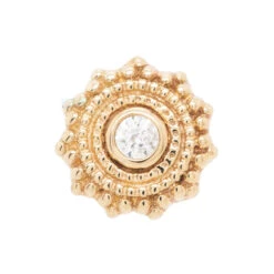 Round Afghan Nostril Screw In Gold With White CZ -Body Vision Los Angeles 40206 BodyVision BVLARoundAfghanNostrilScrewinGoldwithWhiteCZ sSingleYellowGold6mm2