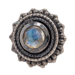 Round Afghan Threaded End In Black Rhodium - Gold With Rose Cut Labradorite -Body Vision Los Angeles 40206 BodyVision BVLARoundAfghanThreadedEndinBlackRhodium GoldwithRoseCutLabradoriteSingle1