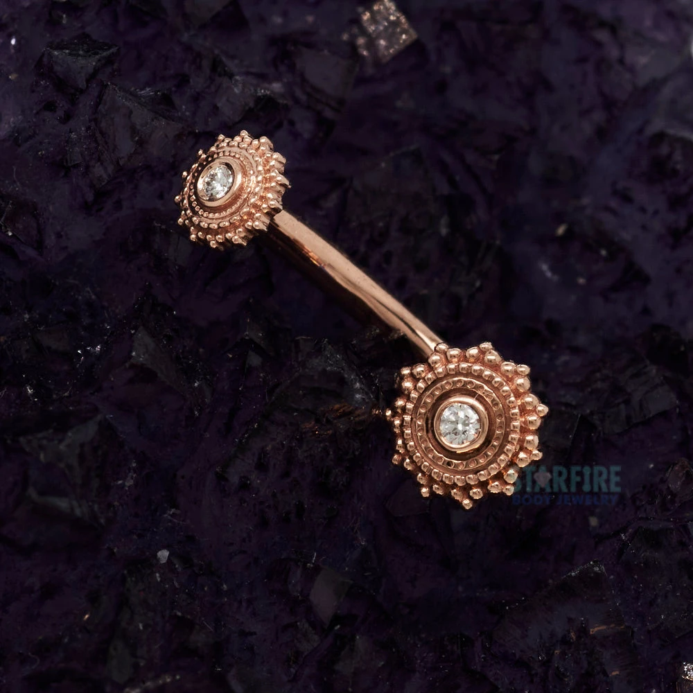 "Zoie" Round Afghan Navel J Curve In Gold With DIAMONDS 2 "Zoie" Round Afghan Navel J Curve In Gold With DIAMONDS - Image 2