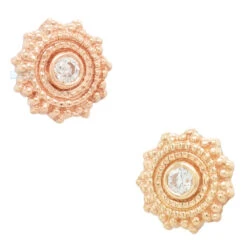 Threadless: Round Afghan Pin In Gold With White CZ