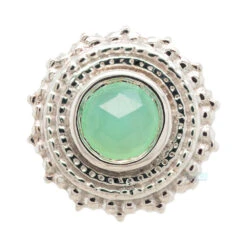 Round Afghan Threaded End In Gold With Rose Cut Chrysoprase -Body Vision Los Angeles 40206 BodyVisionLosAngelesBVLARoundAfghanThreadedEndinGoldwithRoseCutChrysopraseSingle8mmWhiteGold2