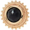 Round Afghan Threaded End In Gold With Rose Cut Onyx