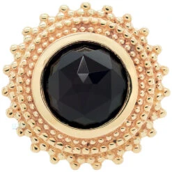 Round Afghan Threaded End In Gold With Rose Cut Onyx -Body Vision Los Angeles 40206BodyVisionLosAngelesBVLARoundAfghanThreadedEndinGoldwithRoseCutOnyxSingleYellowGold10mm2