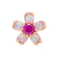 Cherry Blossom Nostril Screw In Gold With Pink Opal & Ruby -Body Vision Los Angeles 40207 BVLABodyVisionCherryBlossomNostrilScrewinGoldwithPinkOpalandRubySingleYellowGold2 6ae295d0 5cf9 4ac8 b6f8 159a21056884